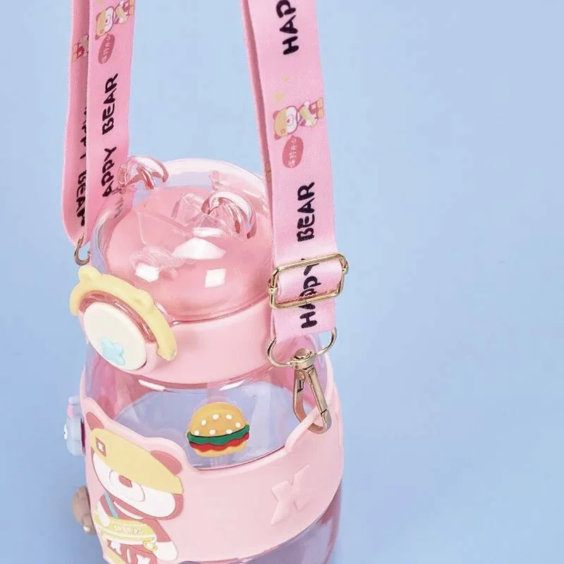 bottle-b BEAR Παιδικό Πλαστικό Παγούρι με Καλαμάκι 600ml