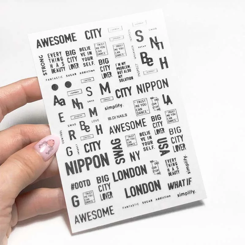 Joyful Nail Stickers Words Διακοσμητικά Αυτοκόλλητα Νυχιών Μαύρo 
