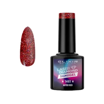 Elixir Professional Semi Gel Ημιμόνιμο Βερνίκι Νυχιών Laser Diamond Effect 1461 Βαθύ Κόκκινο Με Πολύχρωμο Glitter 8ml