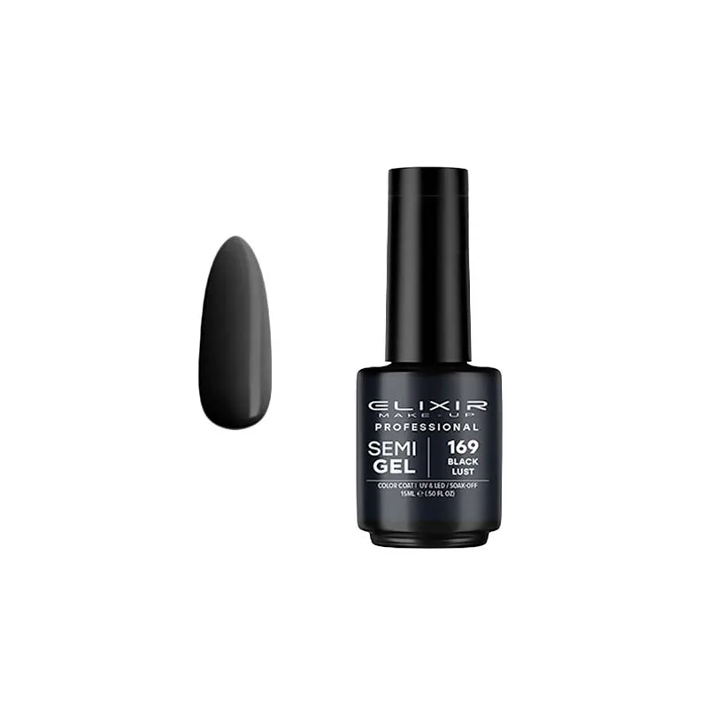Elixir Professional Semi Gel Ημιμόνιμο Βερνίκι Νυχιών 169 Black Lust Μαύρο 15ml