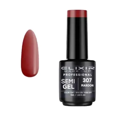 Elixir Professional Semi Gel Ημιμόνιμο Βερνίκι Νυχιών 307 Maroon 15ml