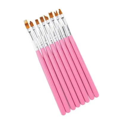 C&G Σετ Πινέλα Μανικιούρ Σχεδίου Nail Art 8pcs Ροζ