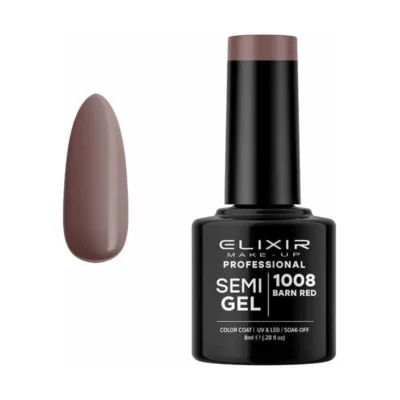 Elixir Professional Semi Gel Ημιμόνιμο Βερνίκι Νυχιών 1008 Barn Red Καφέ που Κοκκινίζει 8ml