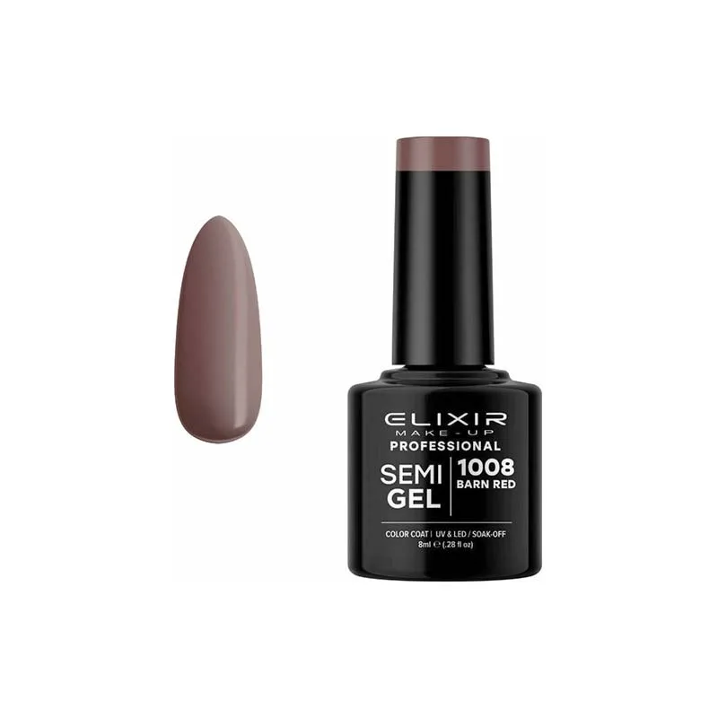 Elixir Professional Semi Gel Ημιμόνιμο Βερνίκι Νυχιών 1008 Barn Red Καφέ που Κοκκινίζει 8ml