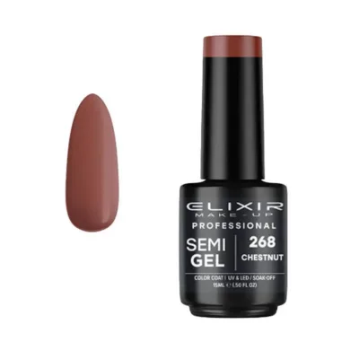 Elixir Professional Semi Gel Ημιμόνιμο Βερνίκι Νυχιών 268 Chestnut Καφέ Ροζ 15ml