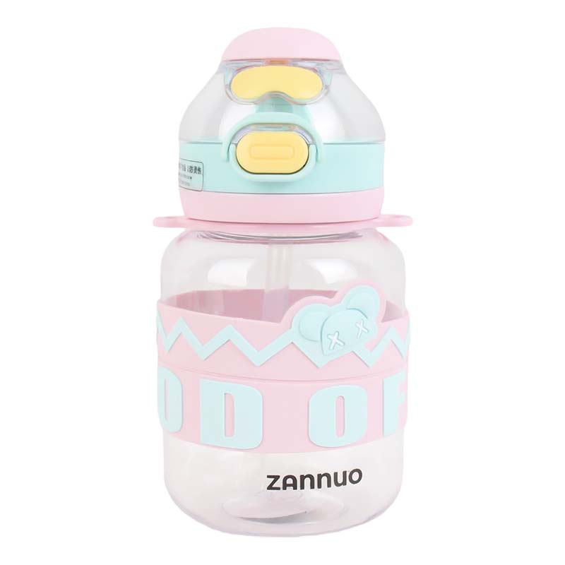 Zannuo Παιδικό Πλαστικό Παγούρι με Καλαμάκι Ροζ Φιστικί 600ml Ηλικίες +3