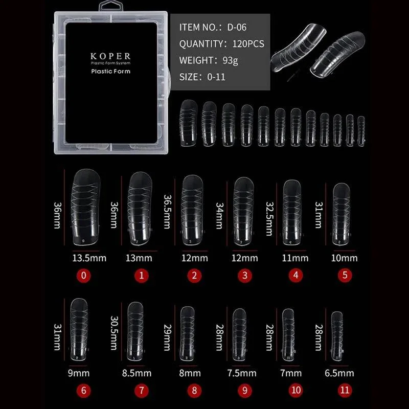 Koper Plastic Form Φόρμες Επιμήκυνσης Νυχιών No6 Στιλέτο - Dual Forms 120τεμ