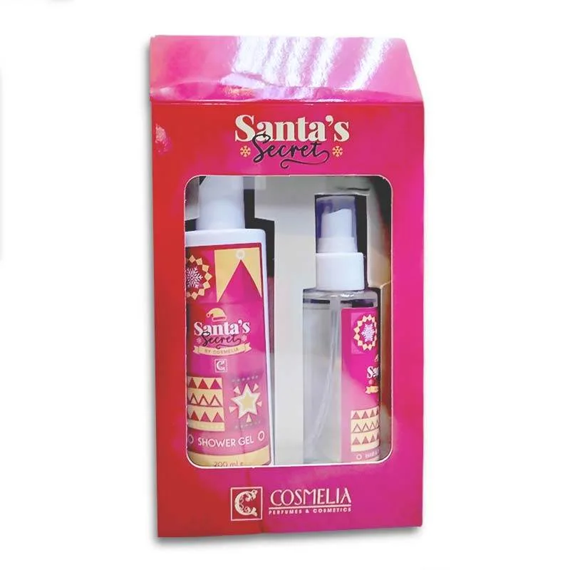 Cosmelia Santa's Secret GiftSet For Her Shower Gel 200ml & Hair & Body Mist 100ml - Image 1