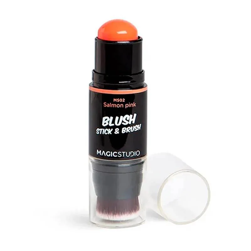IDC Magic Studio Blush Stick & Brush Ρουζ σε Μορφή Στικ με Βουρτσάκι MS02 Salmon Pink Ροζ Σομόν 4.5gr