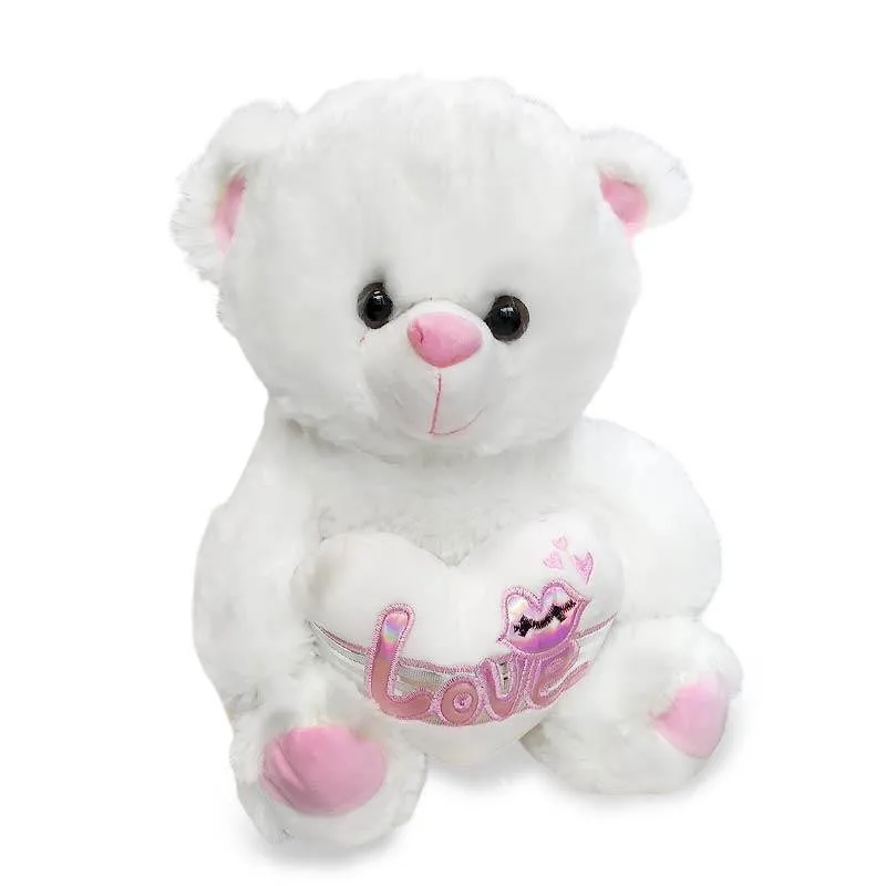 VIP Baby Dolls Love Bear Pink Kiss Plush Toy, Λούτρινο Αρκουδάκι της Αγάπης Λευκό 30cm