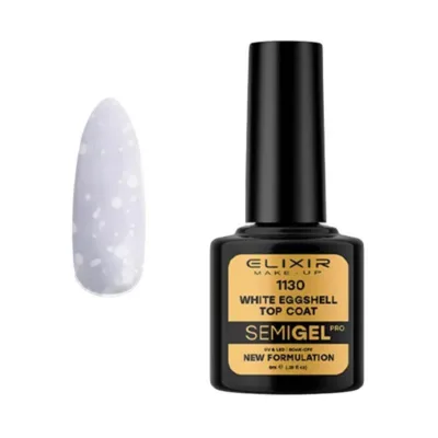 Elixir Professional Semi Gel 1130 White Eggshell Top Coat No Wipe για Ημιμόνιμο Βερνίκι Νυχιών Διαφανές με Άσπρα Κομματάκια 8ml