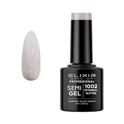 Elixir Professional Semi Gel Ημιμόνιμο Βερνίκι Νυχιών 1002 Ethereal Glitter Ασημί με Πολύχρωμο Shimmer 8ml