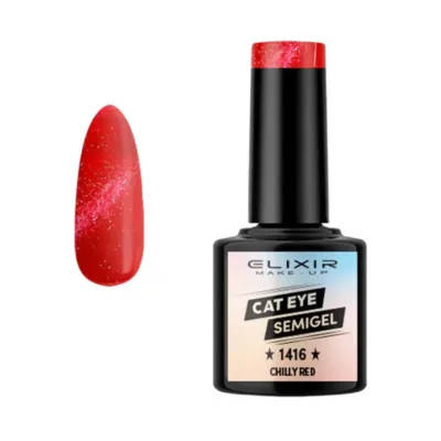 Elixir Cat Eye Effect SemiGel Νυχιών 1416 Chilly Red  8ml