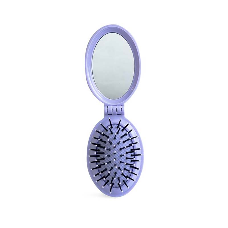IDC Pocket Pop Out Brush With Mirror - Πτυσσόμενη Bούρτσα Mαλλιών με Kαθρεφτάκι Μωβ