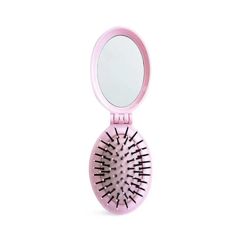 IDC Pocket Pop Out Brush With Mirror - Πτυσσόμενη Bούρτσα Mαλλιών με Kαθρεφτάκι Ροζ