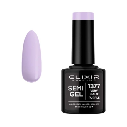 Elixir Professional Semi Gel Ημιμόνιμο Βερνίκι Νυχιών 1377 Very Light Purple Απαλό Μώβ 8ml