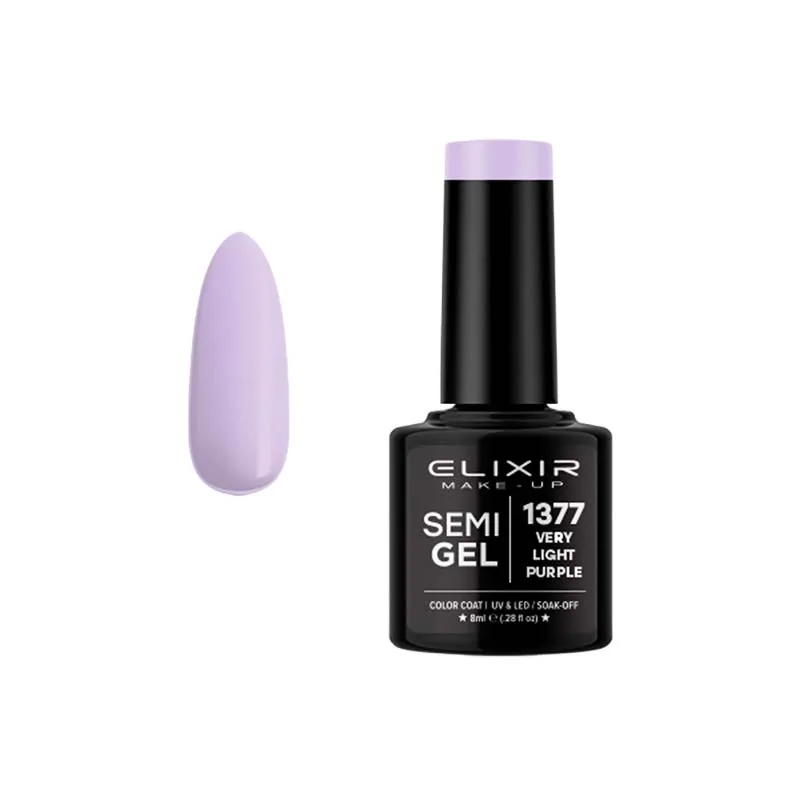 Elixir Professional Semi Gel Ημιμόνιμο Βερνίκι Νυχιών 1377 Very Light Purple Απαλό Μώβ 8ml