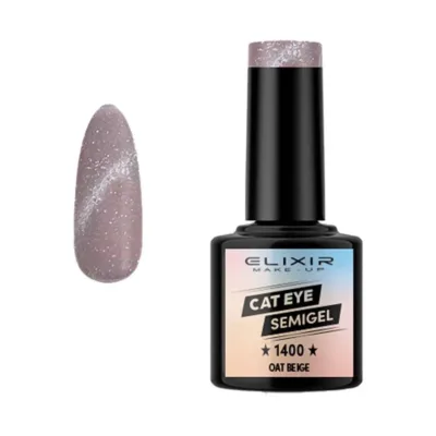 Elixir Cat Eye Effect SemiGel Ημιμόνιμο Βερνίκι Νυχιών 1400 Oat Beige Μπεζ με Shimmer 8ml