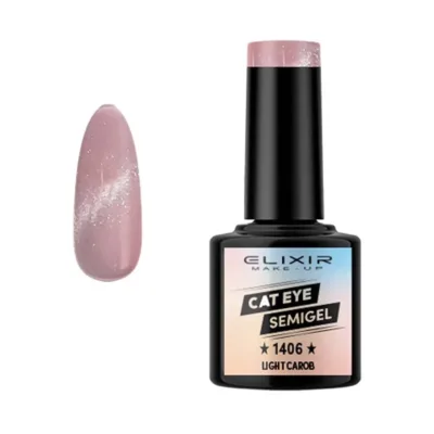 Elixir Cat Eye Effect SemiGel Ημιμόνιμο Βερνίκι Νυχιών 1406 Light Carob Ροζ Μπεζ Με Shimmer 8ml