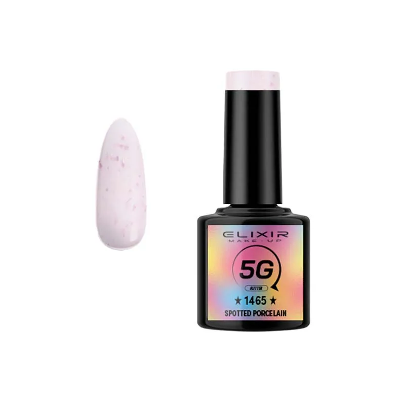 Elixir Professional Semi Gel Ημιμόνιμο Βερνίκι Νυχιών 1465 Spotted Porcelain Γαλακτερό Ροζ με Κομματάκια και Γκλίτερ 8ml