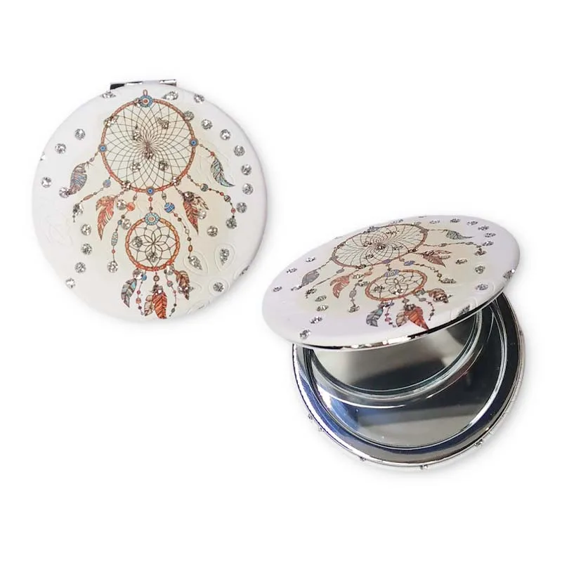 D&H-Pocket-Mirror-Διπλό-Καθρεφτάκι-Τσέπης-Φ-7,3-Λευκό-με-Σχέδια-και-Στρας-3 D&H Pocket Mirror Διπλό Καθρεφτάκι Τσέπης Φ 7,3 Λευκό με Σχέδια και Στρας