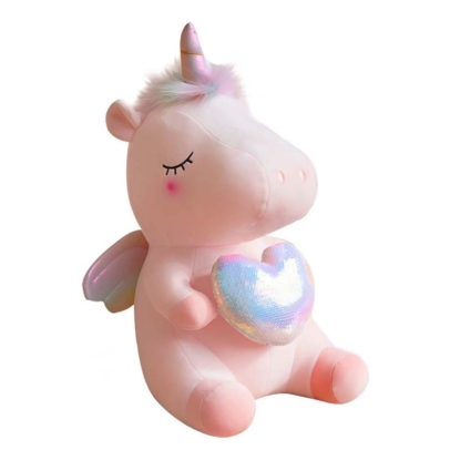 VIP Baby Dolls Stuffed Rainbow Heart Unicorn - Λούτρινος Μονόκερος Ροζ 30cm