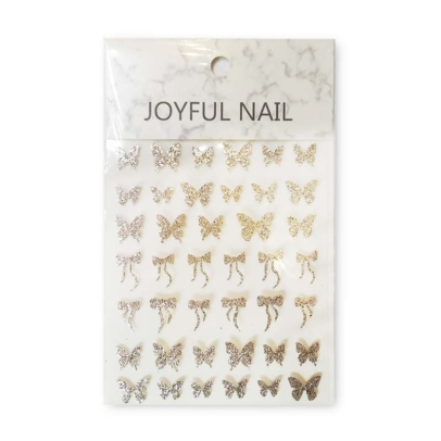 Joyful Nail Stickers Gold Butterfly Διακοσμητικά Αυτοκόλλητα Νυχιών Χρυσές Πεταλούδες & Φιογκάκια