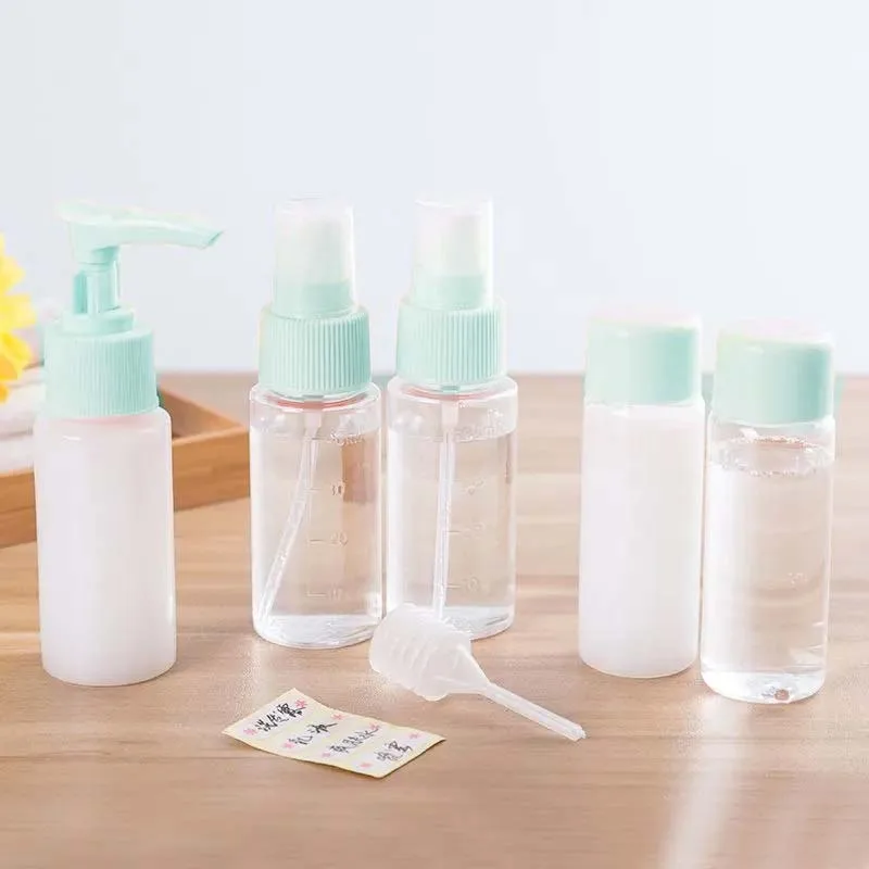 D&H Cosmetic Bag & Bottle Five Package Travel Set Blue Μπουκαλάκια Άδεια 5 x 50ml, Χωνάκι Γεμίσματος & Stickers