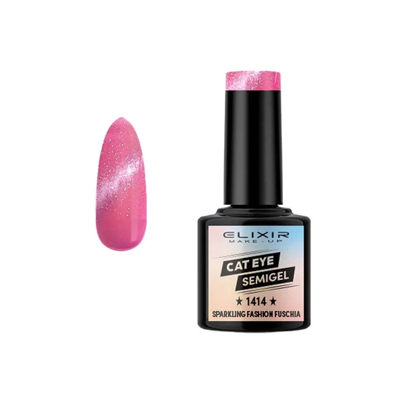 Elixir Cat Eye Effect SemiGel 1414 Sparkling Fashion Fuschia  8ml