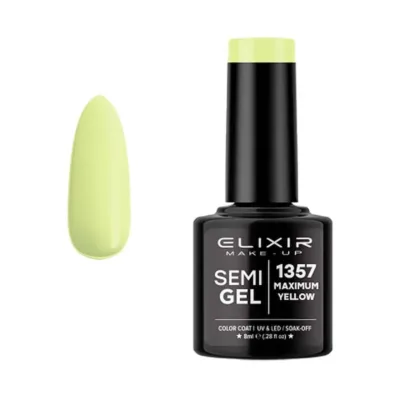 Elixir Professional Semi Gel Ημιμόνιμο Βερνίκι Νυχιών 1357 Maximum Yellow Γλυκό Μέτριας Έντασης Κίτρινο 8ml