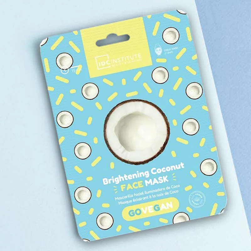 IDC Go Vegan Face Mask Coconut 23gr - Μάσκα Πανί για Λάμψη