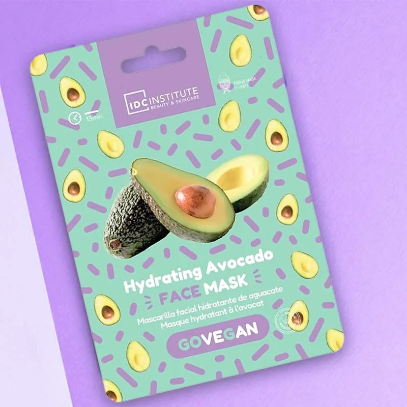 IDC Go Vegan Face Mask Avocado 23gr - Μάσκα Πανί για Ενυδάτωση & Αντιγήρανση