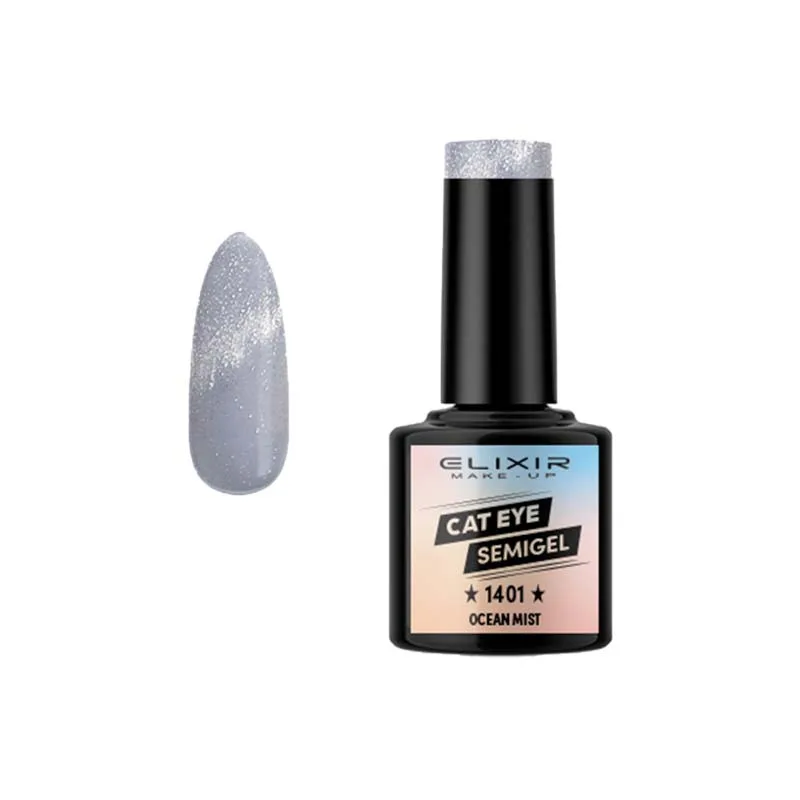 Elixir Cat Eye Effect SemiGel Ημιμόνιμο Βερνίκι Νυχιών 1401 Ocean Mist Ασημί 8ml