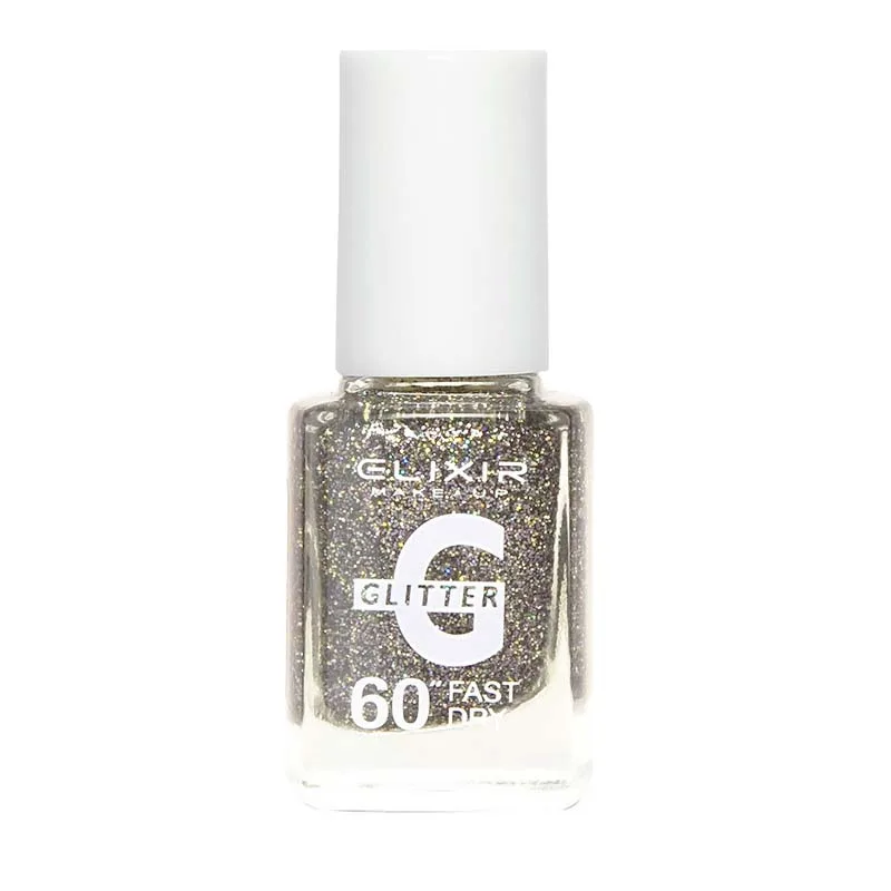 Elixir Fast Dry 60sec Nail Polish Βερνίκι Νυχιών No 354 Διαφανές με Σκούρο Πράσινο & Πολύχρωμο Glitter 13ml