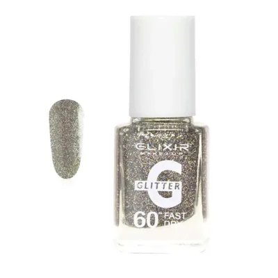 Elixir Fast Dry 60sec Nail Polish Βερνίκι Νυχιών No 354 Διαφανές με Σκούρο Πράσινο & Πολύχρωμο Glitter 13ml