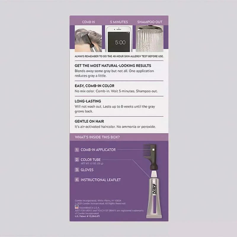 Just For Men Touch Of Grey Instant Grey Blending - Σετ Βαφής Φυσικής Μερικής Κάλυψης Γκρίζων-3 Just For Men Touch Of Grey Instant Grey Blending - Σετ Βαφής Φυσικής Μερικής Κάλυψης Γκρίζων