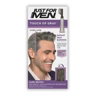 Just For Men Touch Of Grey Instant Grey Blending - Σετ Βαφής Φυσικής Μερικής Κάλυψης Γκρίζων Τ-45 Dark Brown Καστανό Σκούρο