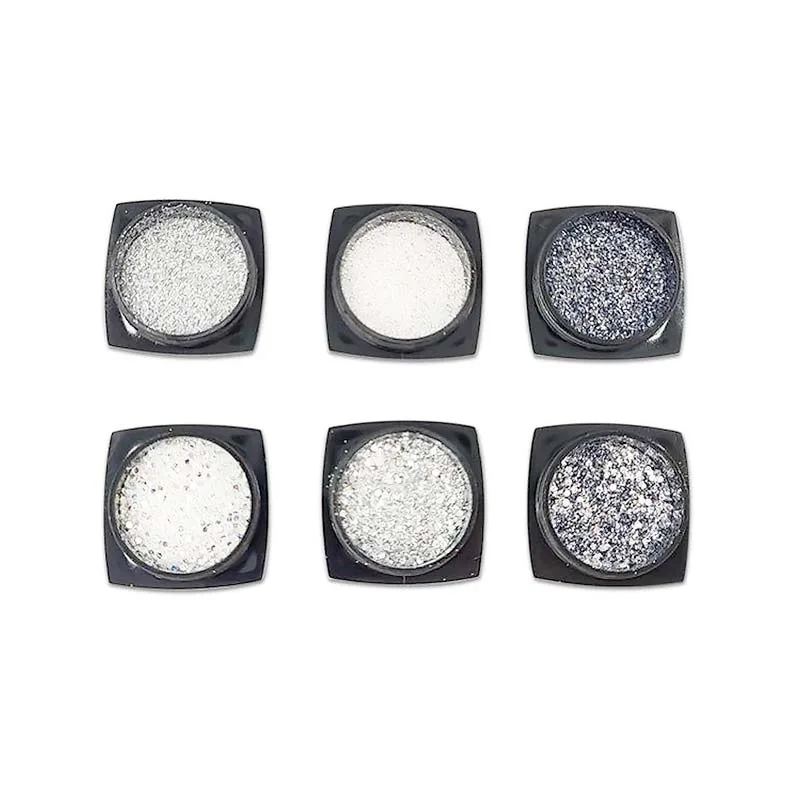 WD Διακοσμητικά Στρας Glitter Νυχιών Silver & White 6 τεμάχια x 0,8gr