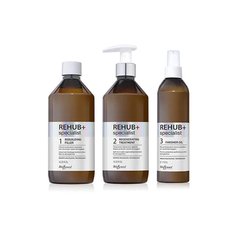 Helen Seward Rehub+ Specialist Keratin Multilevel Technology Κιτ Κερατίνης για Αναδόμησης Κατεστραμμένων Μαλλιών- Rebuilding Filler 480ml, Regenerating Treatment 480ml & Finisher Oil 240ml