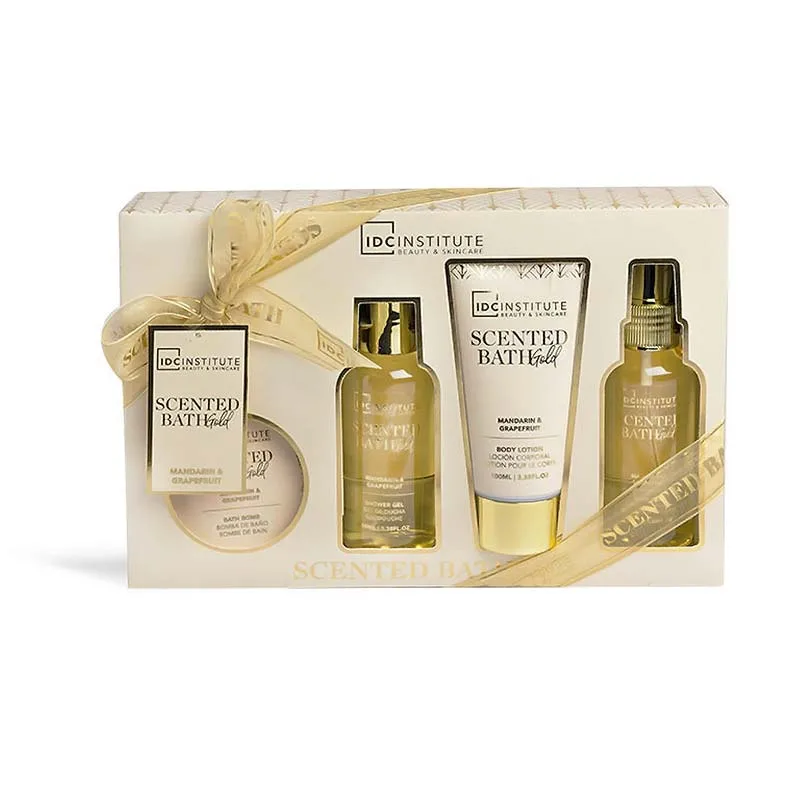 IDC Scented Bath Gold 4 Pcs Gift Box - Σετ Περιποίησης 26.5 x 7.5 x 5cm