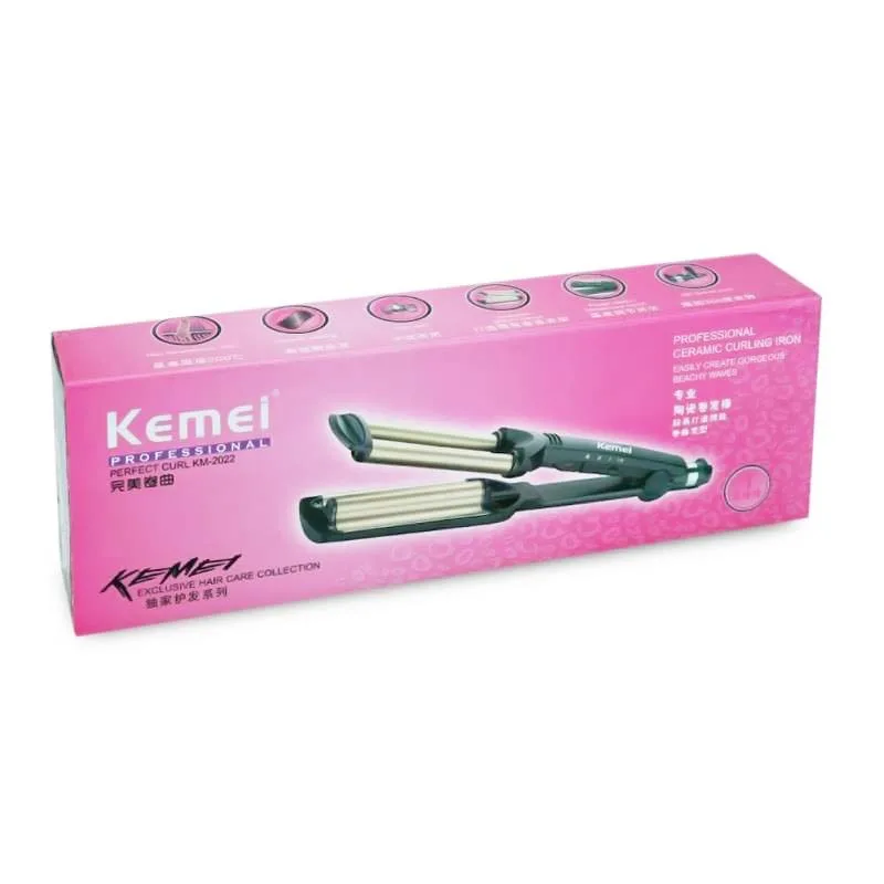 km2022-d Kemei ΚΜ-2022 Ceramic Curling Iron Διπλό Ψαλίδι Μαλλιών για Κυματιστό Look 55W