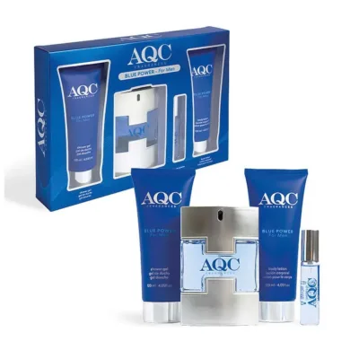AQC Blue Powerfor Men Gigt Set - Shower Gel 120ml-Body Lotion 120ml - EDT 100 & 15ml