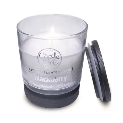 Candle n' Art Handmade Luxury Scented Candle Wooden Base Blackberry Φυτικό Αρωματικό Κερί με έλαιο Φοίνικα Βατόμουρο 300ml