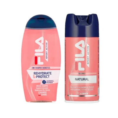 FILA Rehydrate & Protect Sport Bath Set For Women Shampoo - Shower Gel 250ml & Deodorant Spray 150ml