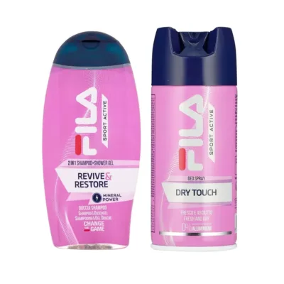 FILA Revive & Restore Sport Bath Set For Women Shampoo - Shower Gel 250ml & Deodorant Spray 150ml