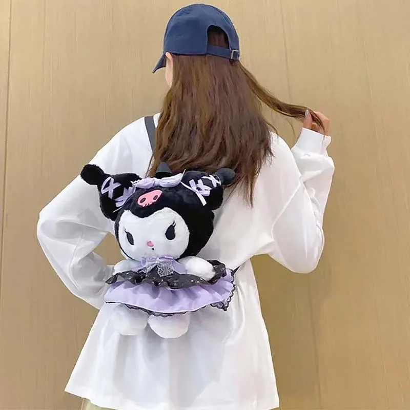 VIP Baby Dolls Kuromi Backpack - Λούτρινη Τσάντα Πλάτης Για Κορίτσια 28 x 19 x 11 cm Μαύρη Μωβ VIP Baby Dolls Kuromi Backpack - Λούτρινη Τσάντα Πλάτης Για Κορίτσια 28 x 19 x 11 cm Μαύρη Μωβ