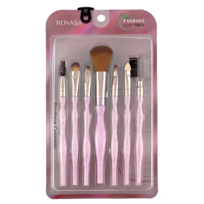Rovasa Wooden Makeup Brushes Set - Σετ Πινέλα Μακιγιάζ 7 τεμ Ροζ