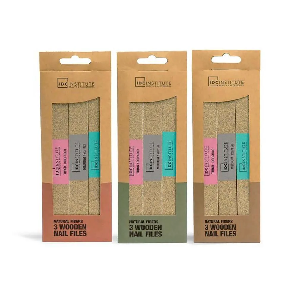 IDC Natural Fibers Nail File Set - 3 Χάρτινες Λίμες Νυχιών 2 Επιφανειών 5 Τραχύτητες 18cm