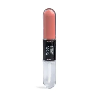 IDC Magic Studio Double Liquid Lipstick & Lipgloss Κραγιόν & Lipgloss 7,8ml 03 Nude Ροδακινί
