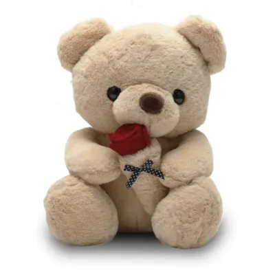 VIP Baby Dolls Love Bear Rose Plush Toy, Λούτρινο Αρκουδάκι της Αγάπης Μπεζ Καφέ 28cm